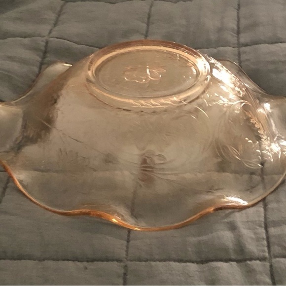 Jeanette Floragold Ruffled Edge Glass Bowl-Floral Design - Picture 3 of 10